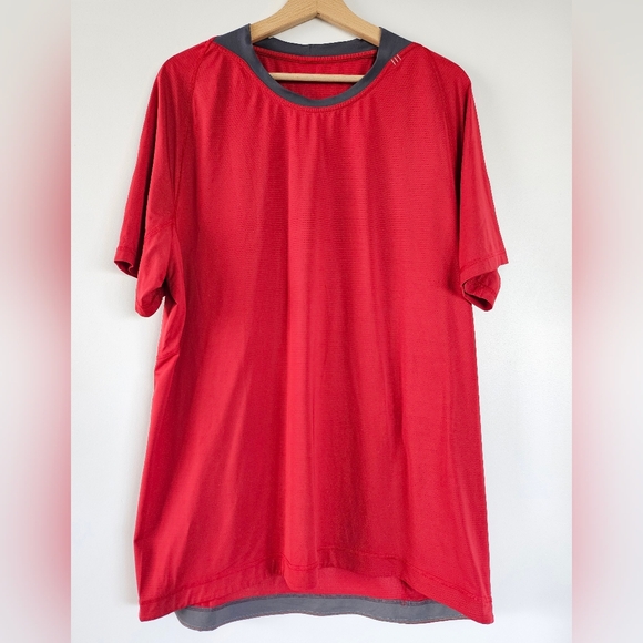 Lululemon Men's Red Crew Swift T-Shirt Classic Octagon Logo Sz XL - Picture 11 of 12